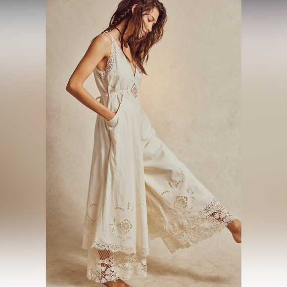 Free People Pants - Free People Always Yours Crochet Cutwork Lace Jumpsuit